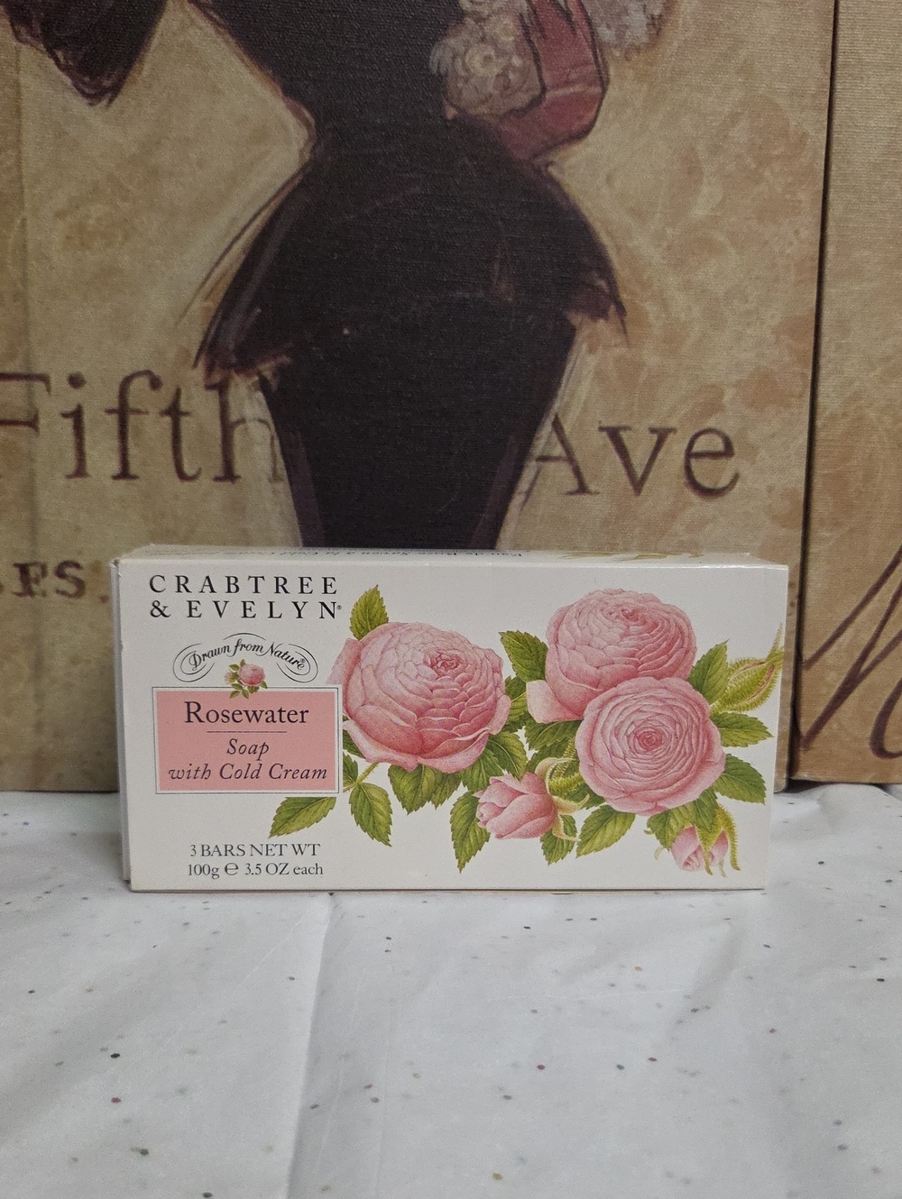 Crabtree & Evelyn Rosewater Soap Duo - Pink and Green Floral Box